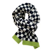 Checkerboard Scarf Female Winter Short Knitted Wool Scarf main image 6