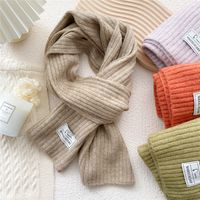Simple Solid Color Striped Knitted Scarf Wholesale main image 3