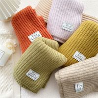 Simple Solid Color Striped Knitted Scarf Wholesale main image 4