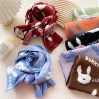 Short Bunny Cute Two-color Knitted Warm Small Scarf main image 3