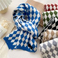 Retro Plaid Two-color Knitted Scarf Wholesale main image 3
