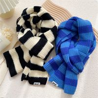 Fashion Striped Two-color Knit Scarf Wholesale main image 3
