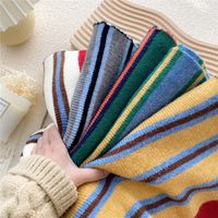 Clashing Color Striped Winter Knitted Wool Scarf Wholesale main image 4