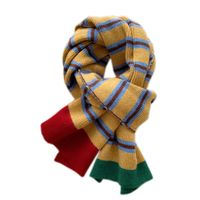 Clashing Color Striped Winter Knitted Wool Scarf Wholesale main image 6