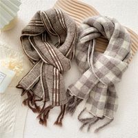 Plaid Tassel Autumn And Winter Knitted Warm Scarf main image 1