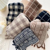 Plaid Tassel Autumn And Winter Knitted Warm Scarf main image 5