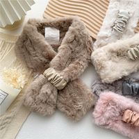 Pure Color Cross Plush Scarf For Women In Winter main image 3