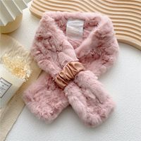 Pure Color Cross Plush Scarf For Women In Winter main image 5