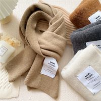 Korean Autumn And Winter Pure Color Patch Knitted Warm Scarf main image 4