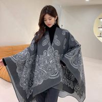 Ethnic Slit Scarf Cashew Thickened Warmth Double-sided Cape main image 5