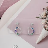 Exquisitos Pendientes De Diamantes De Luna Y Estrella De Moda. sku image 2