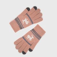 Autumn And Winter Warm Wool Velvet Gloves Cute Knit Gloves Deer Jacquard Touch Screen Riding Gloves main image 3