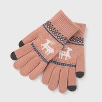 Autumn And Winter Warm Wool Velvet Gloves Cute Knit Gloves Deer Jacquard Touch Screen Riding Gloves main image 4