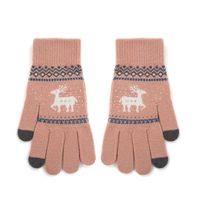 Autumn And Winter Warm Wool Velvet Gloves Cute Knit Gloves Deer Jacquard Touch Screen Riding Gloves main image 6