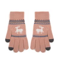 Otoño E Invierno Cálidos Guantes De Terciopelo De Lana Guantes De Punto Lindos Guantes De Montar Con Pantalla Táctil Jacquard De Ciervo main image 6