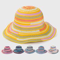 Rainbow Striped Linen Mixed Hat Sunscreen Sun Hat Wholesale main image 1