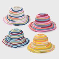Rainbow Striped Linen Mixed Hat Sunscreen Sun Hat Wholesale main image 3