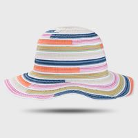 Rainbow Striped Linen Mixed Hat Sunscreen Sun Hat Wholesale main image 4