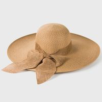 Large-edge Bow-knot Edging Straw Sunscreen Hat main image 3