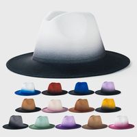 New Woolen Tie-dye Gradient Big Brim Jazz Hat Wholesale main image 1
