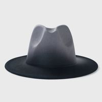 New Woolen Tie-dye Gradient Big Brim Jazz Hat Wholesale main image 5