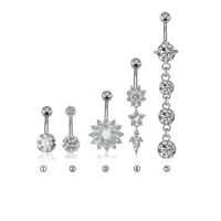 5-teiliges Set Aus Edelstahl Bauchnabel Mit Zirkonia Diamant-intarsien main image 4
