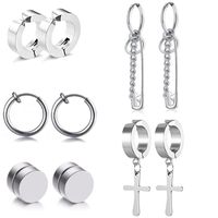 Korean Earrings Set Cross Pendant Magnet Earrings Stainless Steel Jewelry main image 1