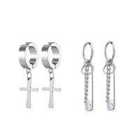 Korean Earrings Set Cross Pendant Magnet Earrings Stainless Steel Jewelry main image 5