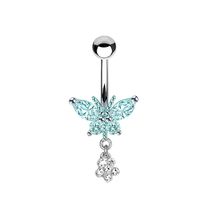 Stainless Steel Tree Butterfly Zircon Belly Button Ring 5-piece Set main image 6