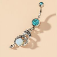 Fashion Stainless Steel Blue Diamond Belly Button Ring Hypoallergenic Umbilical Ring main image 2