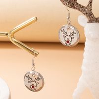 Simple Christmas Tree Elk Silver Ear Hooks Snowman Round Earrings main image 3