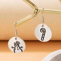 Simple Christmas Tree Elk Silver Ear Hooks Snowman Round Earrings main image 7