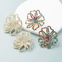 Fashion Color Rhinestone Flower Big Flower Earrings Ear Jewelry main image 1