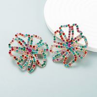 Fashion Color Rhinestone Flower Big Flower Earrings Ear Jewelry main image 6