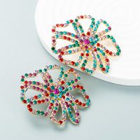 Fashion Color Rhinestone Flower Big Flower Earrings Ear Jewelry sku image 1