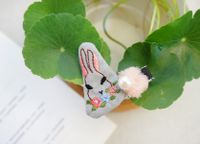 Fabric Embroidery Cute Rabbit Cartoon Hairpin Hair Accessories sku image 2