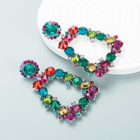 Diamond-studded Acrylic Trapezoidal Earrings Trendy Earrings sku image 1