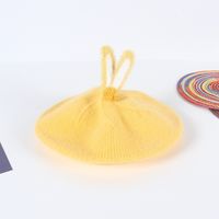 New Wool Beret Children's Two-dimensional Rabbit Ears Candy Color Knitted Pumpkin Hat sku image 1