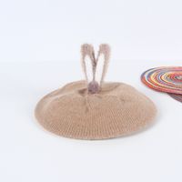 New Wool Beret Children's Two-dimensional Rabbit Ears Candy Color Knitted Pumpkin Hat sku image 3