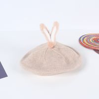 New Wool Beret Children's Two-dimensional Rabbit Ears Candy Color Knitted Pumpkin Hat sku image 5