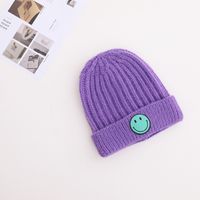 Children's Knitted Hat Round Label Color Smiley Hemp Pattern Woolen Hat Winter Warm Hood sku image 3