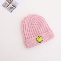 Children's Knitted Hat Round Label Color Smiley Hemp Pattern Woolen Hat Winter Warm Hood sku image 6