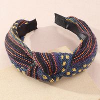 Ethnic Style Wide-brimmed Fabric Clashing Color Knotted Headband main image 7