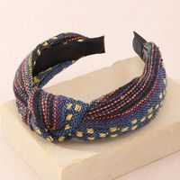 Ethnic Style Wide-brimmed Fabric Clashing Color Knotted Headband main image 8