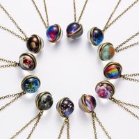 New Galaxy Nebula Universe Luminous Double-sided Retro Pendant Necklace main image 1