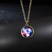 Nouveau Collier Pendentif Rétro Double Face Lumineux Univers Nébuleuse Galaxie main image 5