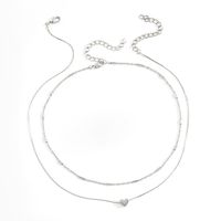 Simple Sweet Double Layered Clavicle Chain Love Heart  Necklace sku image 2