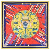 Europäische Und Amerikanische Neue Art Und Weise Seidenschal Sattel Dekoration Druck Seide Großer Quadratischer Schal sku image 1