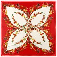 European And American New Style Silk Scarf Butterfly Flower Print 130cm Large Square Scarf sku image 1