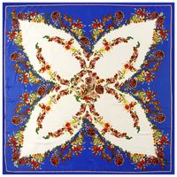 European And American New Style Silk Scarf Butterfly Flower Print 130cm Large Square Scarf sku image 2